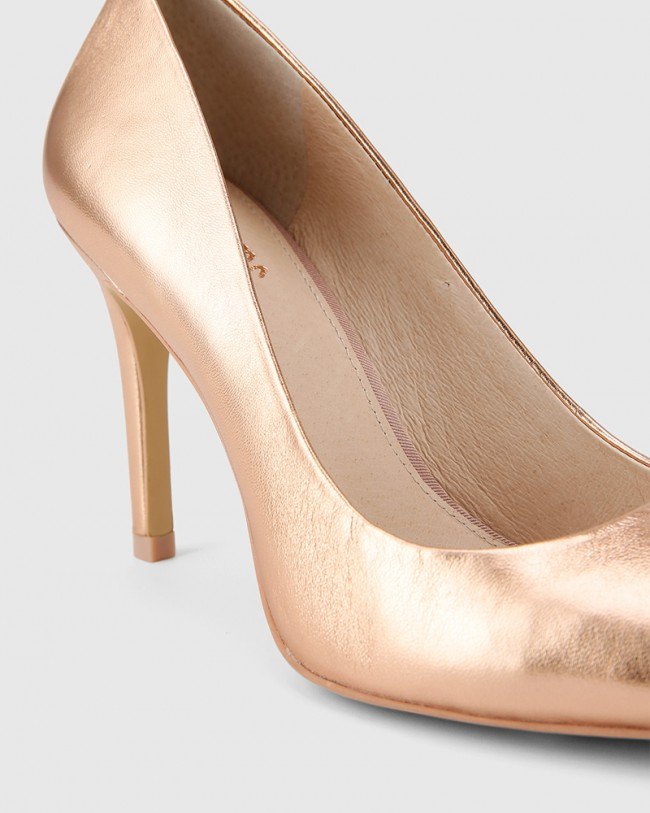 Wittner Harman Rose Gold Leather Pointed Toe Stiletto Heel