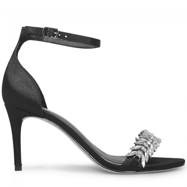 Wittner Indriana Black Satin Embelished Open Toe Stiletto Heel