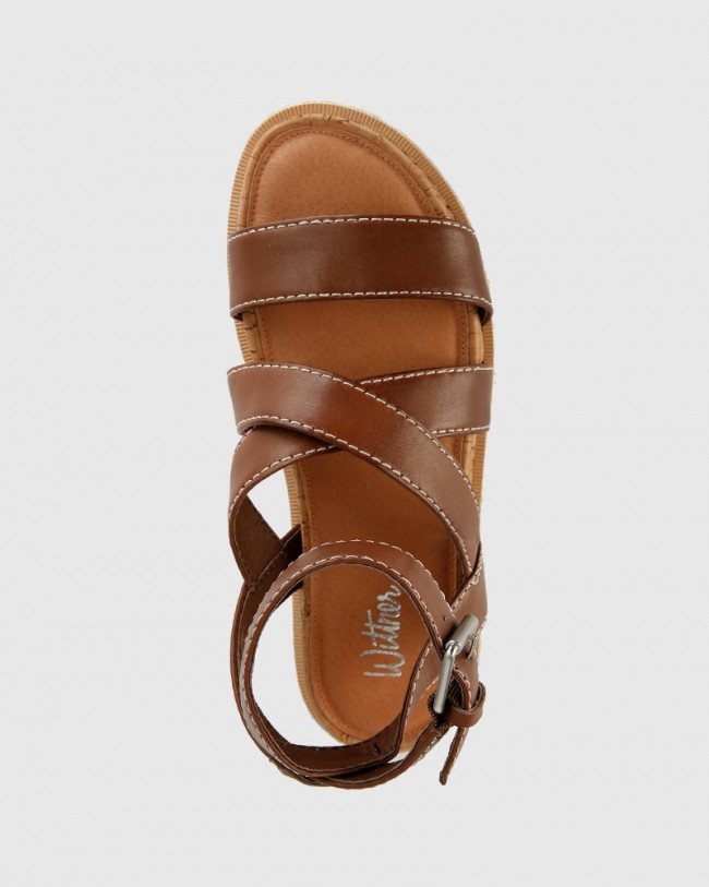 Wittner Cierra Dark Brown Leather Flat Sandal
