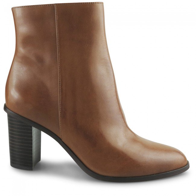 Wittner Royston Cognac Leather Block Heel Ankle Boot