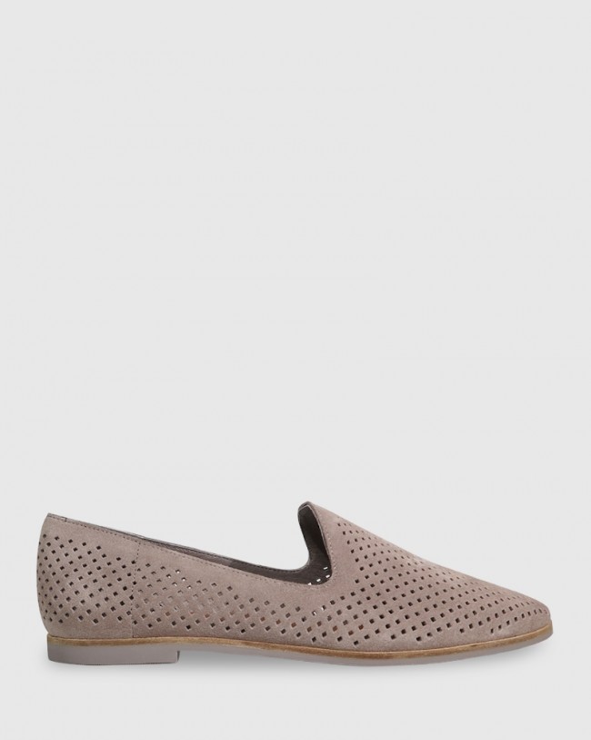 Wittner Alvaro Stone Suede Perforated Pointed Toe Loafer