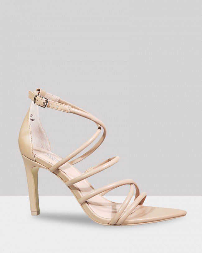 Wittner Reaghan Nude Leather Open Toe Stiletto Heel Sandal