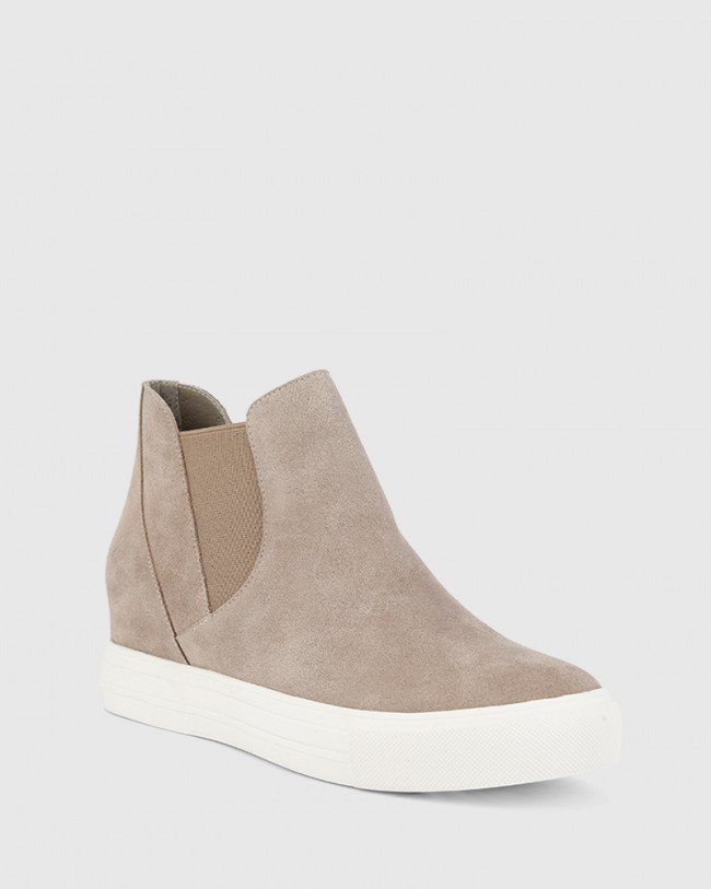 Wittner Sanders Stone Suede Slip On Wedge Sneaker