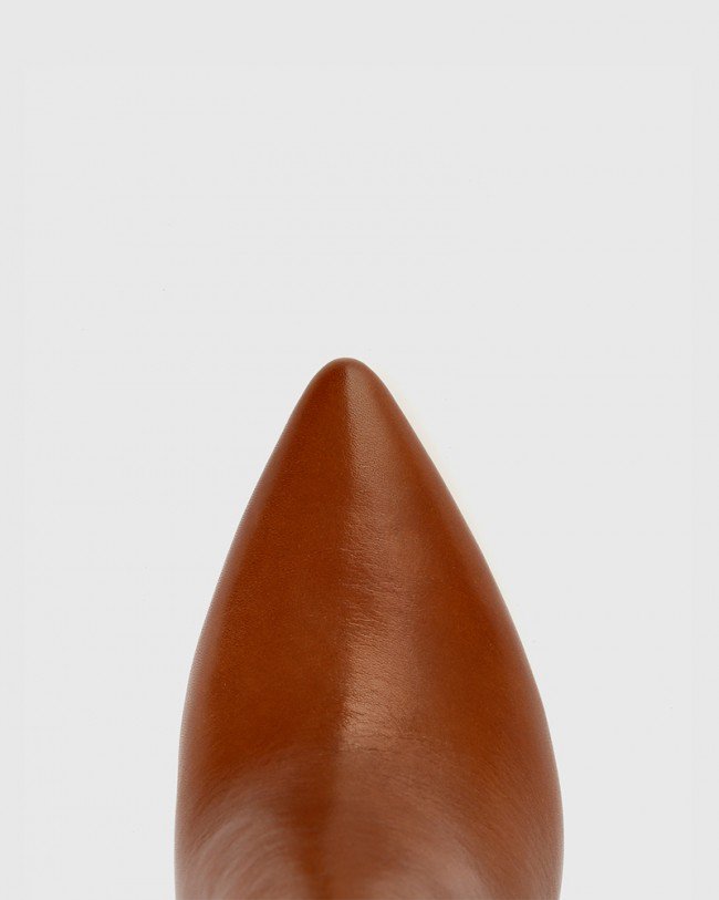 Wittner Hurlie Cognac Premium Nappa Leather Block Heel Ankle Boot