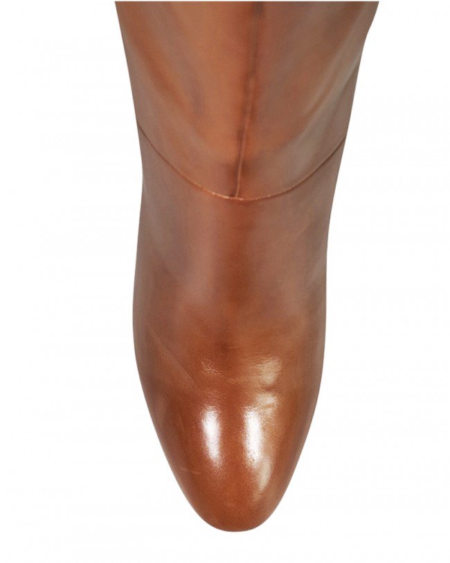 Wittner Sherman Cognac Leather Block Heel Knee High Boot
