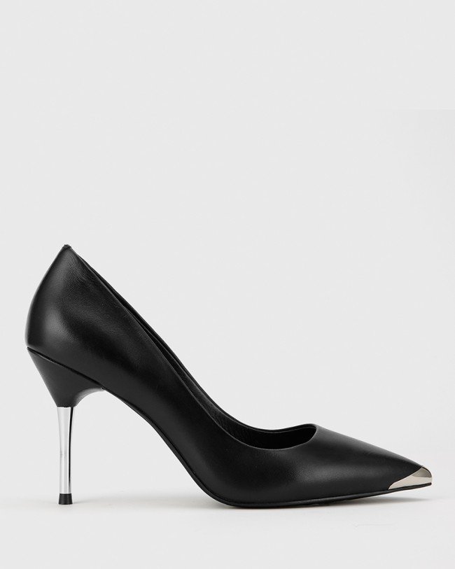 Wittner Hayes Black Leather Pointed Toe Stiletto Heel