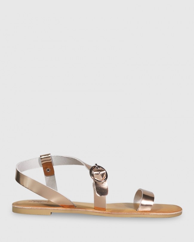 Wittner Farida Rose Gold Leather Open Toe Flat Sandal