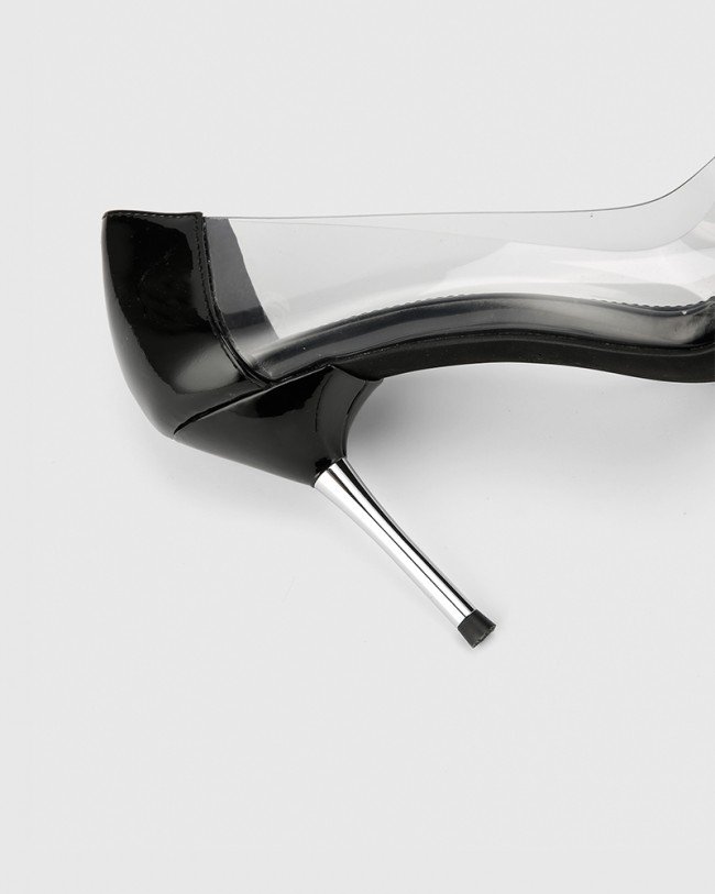 Wittner Harington Black Patent and Vinyl Pointed Toe Stiletto Heel