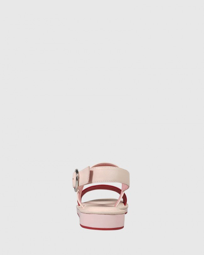 Wittner Elissa Red & Pink Leather Flat Sandal