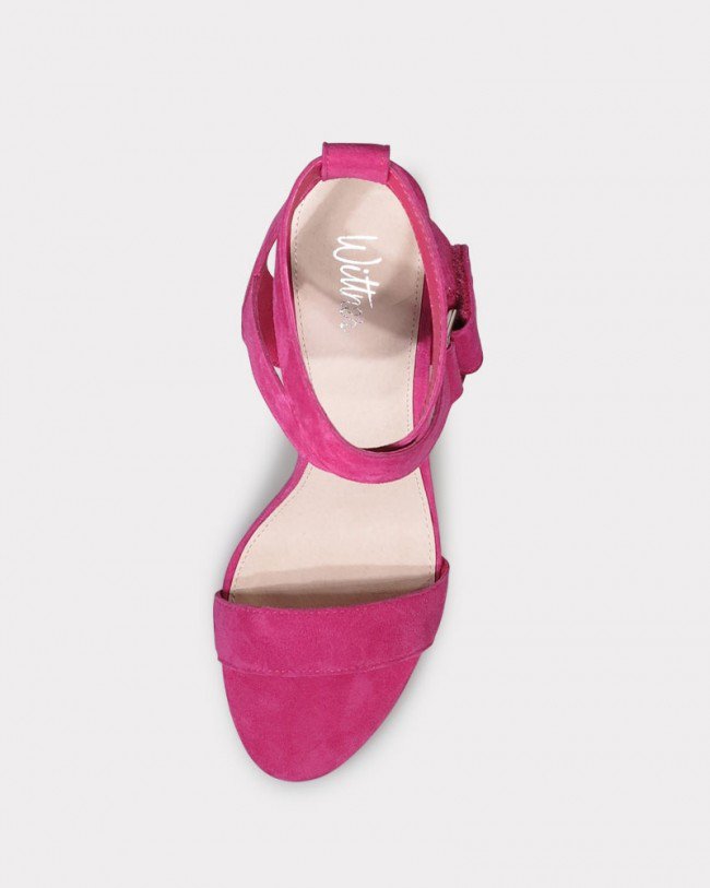 Wittner Ralexx Hot Pink Suede Open Toe Block Heel
