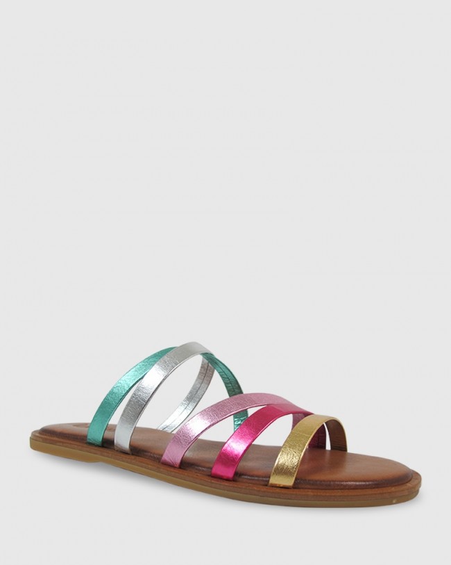 Wittner Karen Multi Metallic Leather Flat Slide