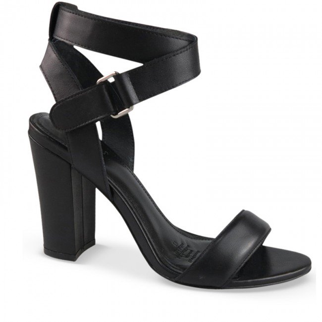 Wittner Ralexx Black Leather Open Toe Block Heel