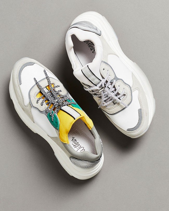 Wittner Blaze Green and Yellow Suede Chunky Sneaker