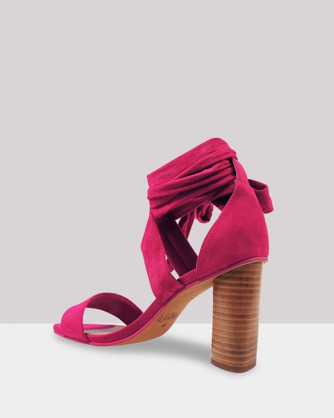 Wittner Robbie Hot Pink Suede Block Heel Sandal