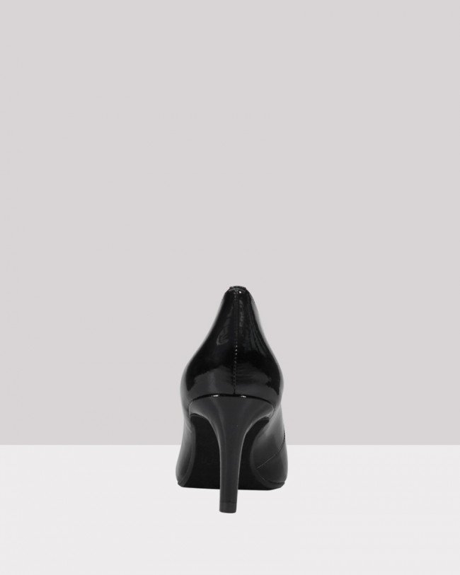 Wittner Delores Black Patent Pointed Toe Mid Heel
