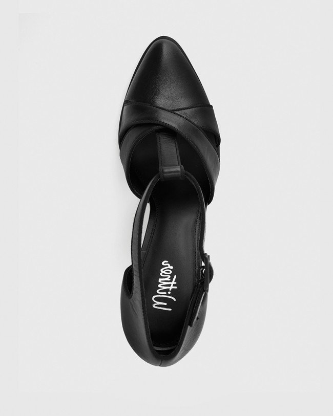 Wittner Wilde Black Leather Mary Jane Block Heel