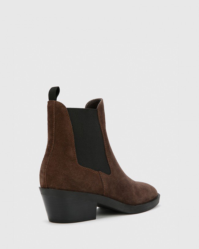 Wittner Isaac Brown Suede Leather Pull On Ankle Boot