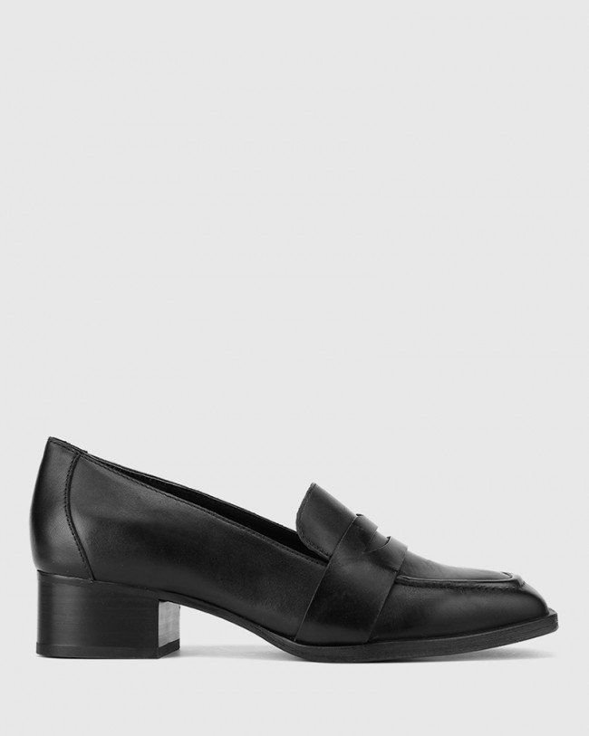 Wittner Fentis Black Leather Square Toe Loafer