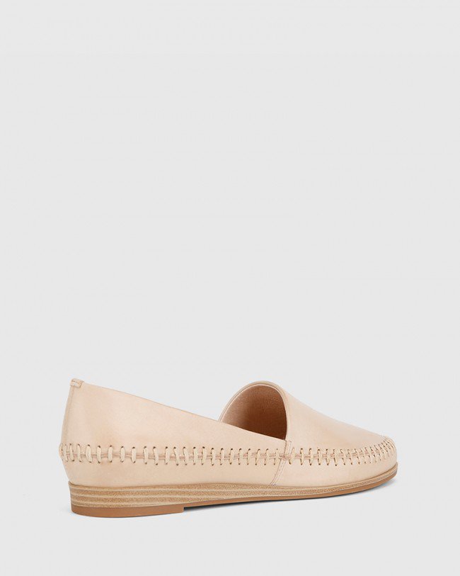 Wittner Christy Musk Nude Leather Round Toe Wedge Loafer