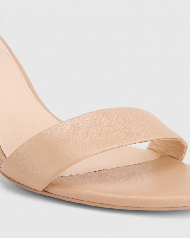 Wittner Imina Nude Leather Ankle Strap Stiletto Heel Sandal