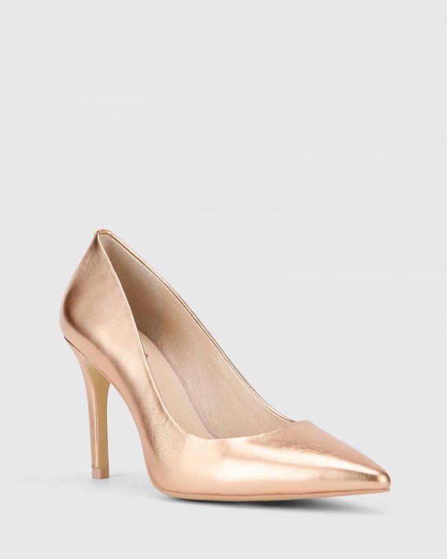 Wittner Harman Rose Gold Leather Pointed Toe Stiletto Heel