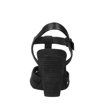 Wittner Carlino Black Leather Block Heeled Sandal