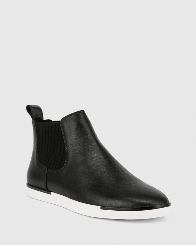 Wittner Adonia Black Leather Gusset Ankle Boot