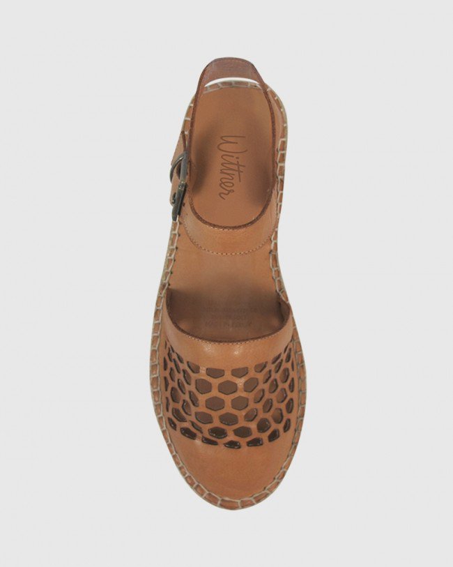 Wittner Korma Coconut Leather Perforated Espadrille Flat