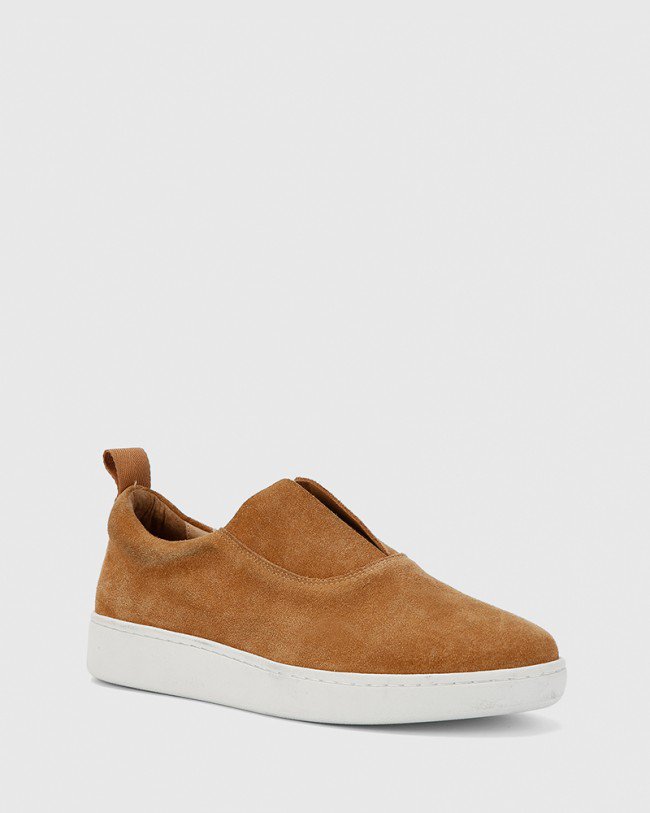 Wittner George Caramel Suede Leather Slip On Sneaker