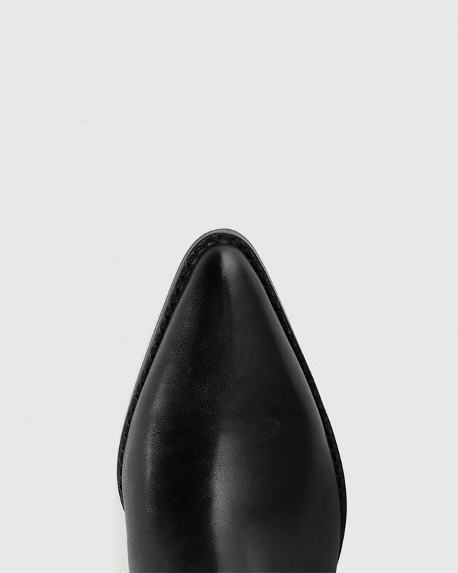 Wittner Kasey Black Nappa Leather Block Heel Mule