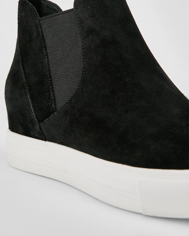 Wittner Sanders Black Suede Leather Slip On Wedge Sneaker
