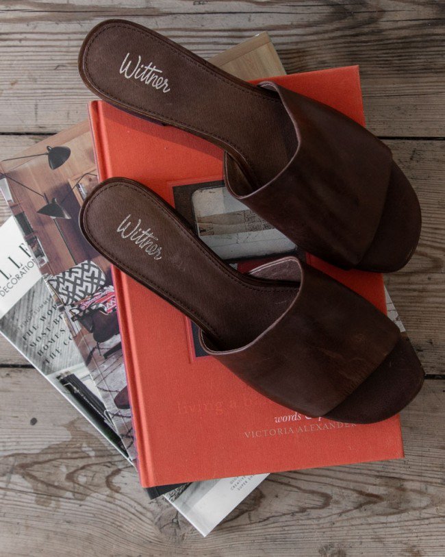 Wittner Bowman Dark Brown Leather Open Toe Slide