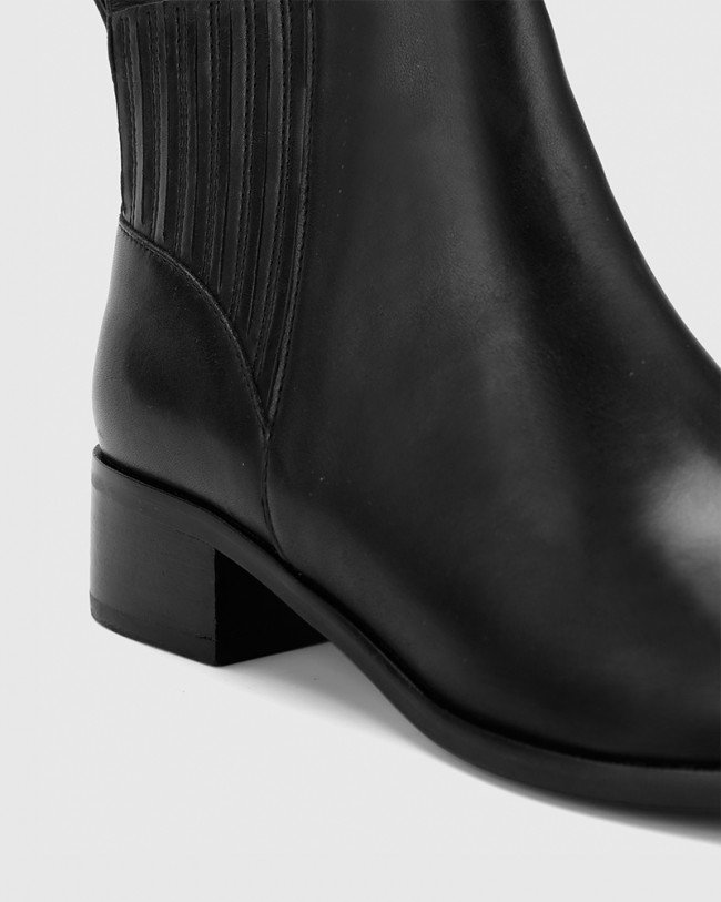 Wittner Gavin Black Nappa Leather Pull On Ankle Boot