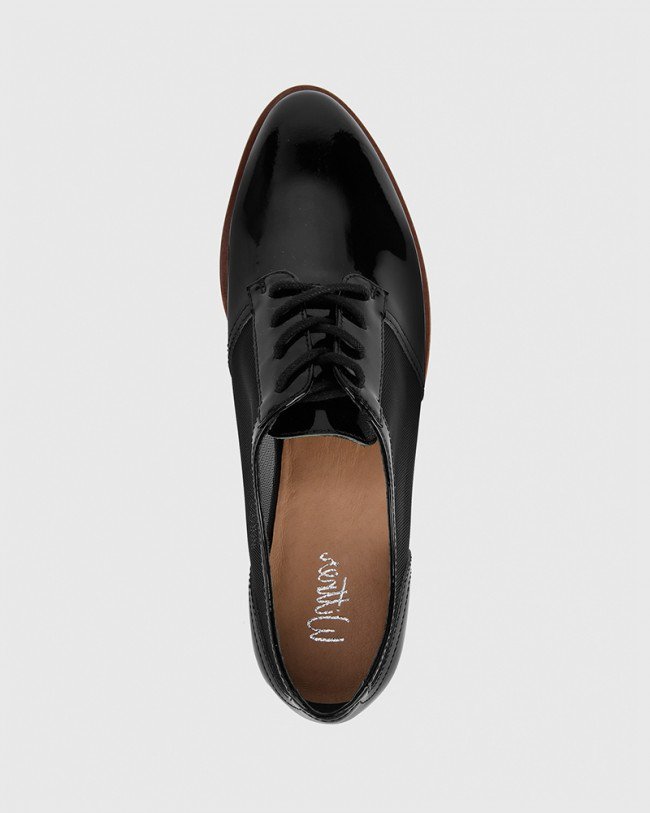 Wittner Hektor Black Leather Mesh Cut Out Brogue