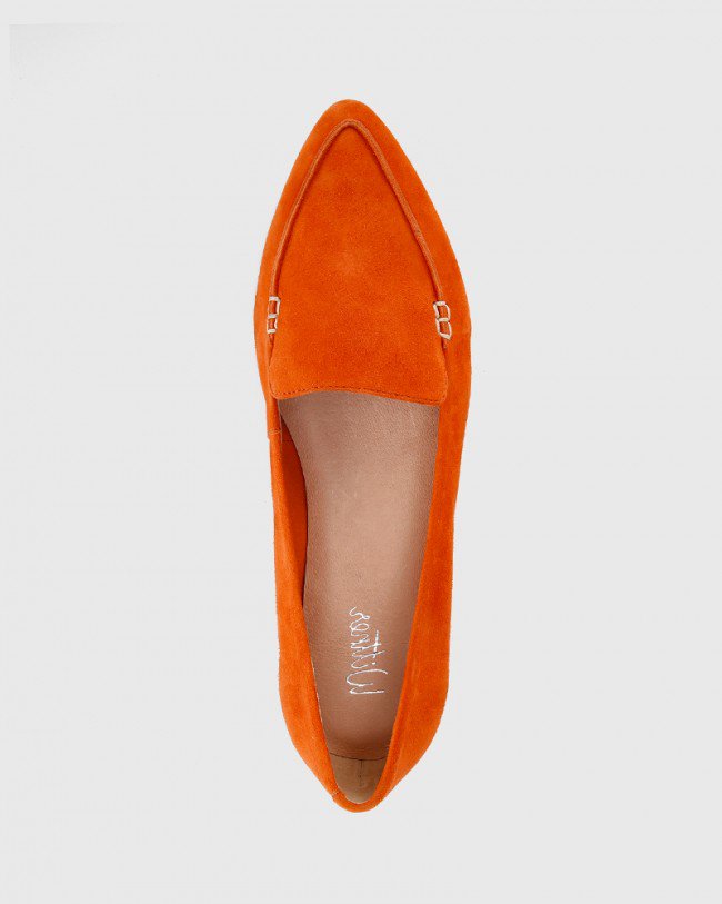 Wittner Packer Burnt Orange Nubuck Leather Pointed Toe Flat
