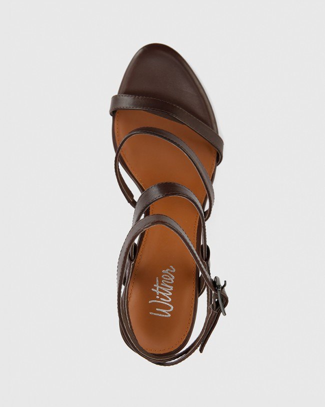 Wittner Roger Chocolate Leather Block Heel Sandal