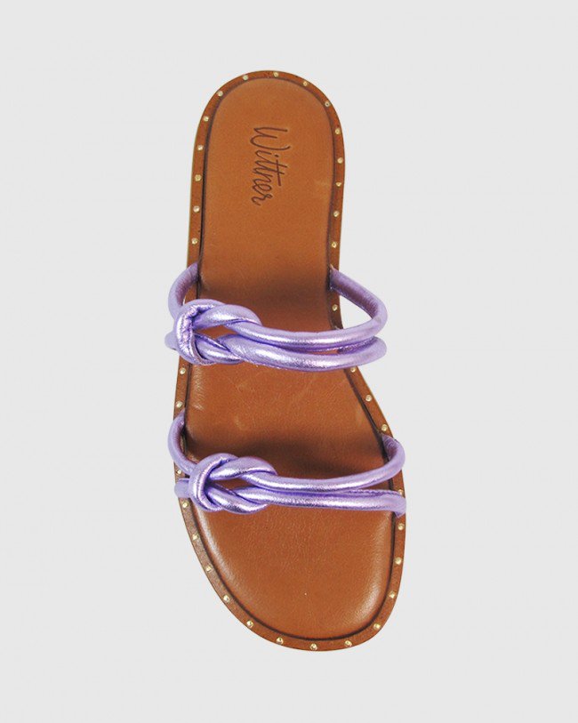 Wittner Kendrick Metallic Lilac Leather Flat Slide