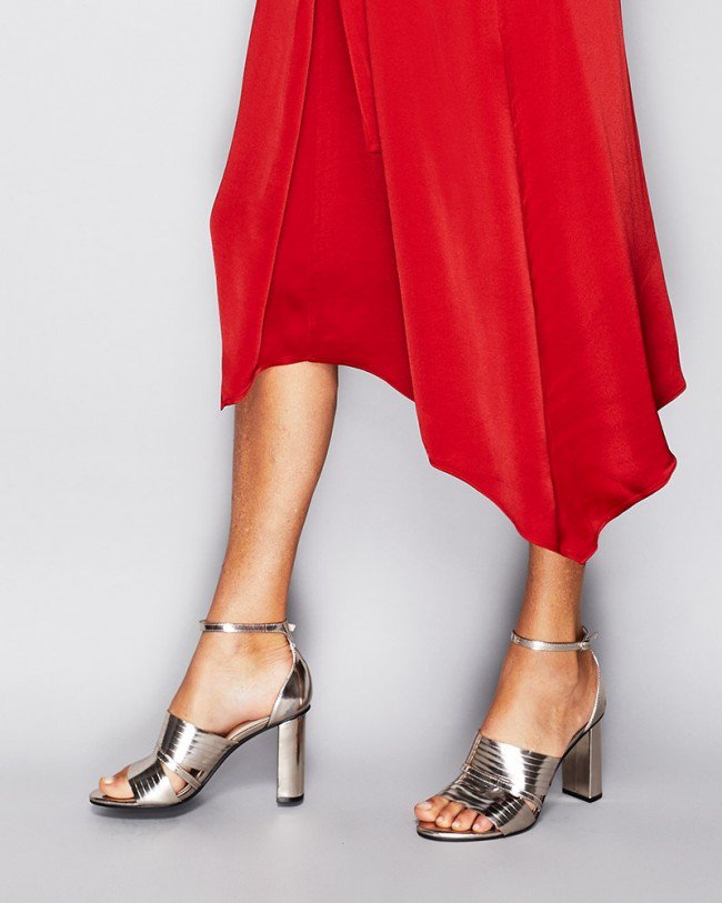 Wittner Rizzo Rose Gold Leather Open Toe Heel