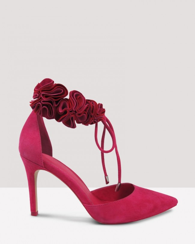 Wittner Helenka Hot Pink Suede Flower Detail Stiletto Heel