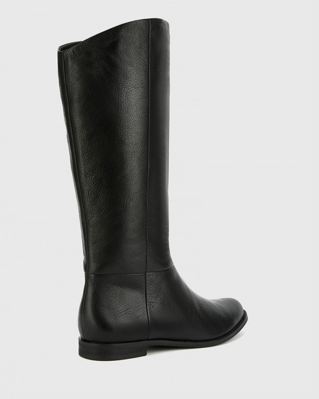 Wittner Bindigo Black Scotch Leather Pull On Long Boot