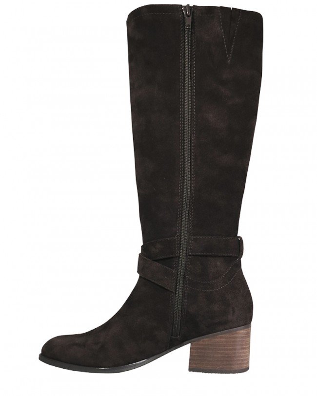 Wittner Frann Chocolate Suede Equestrian Block Heel Knee High Boot