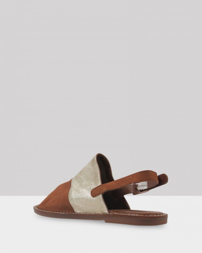 Wittner Kora Coconut Suede & Gold Leather Sling back Open Toe Sandal
