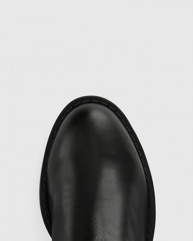 Wittner Dan Black Scotch Leather Round Toe Ankle Boot