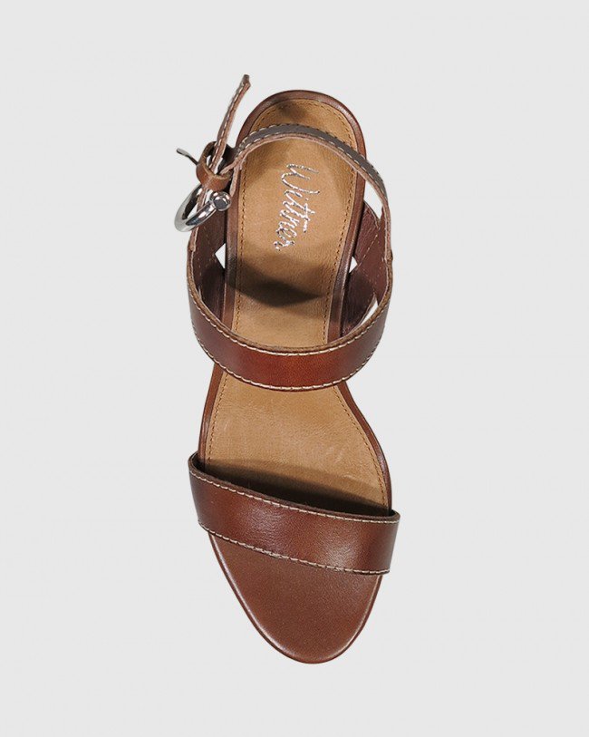 Wittner Neela Dark Brown Leather Contrast Stitch Sandal