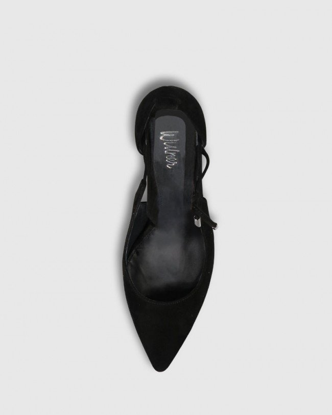 Wittner Hennessy Black Suede Ankle Wrap Block Heel
