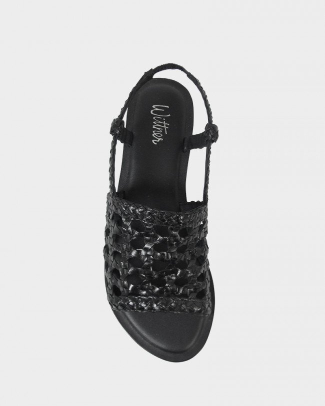 Wittner Izar Black Weave Flat Sandal