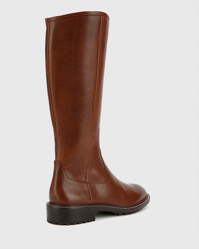 Wittner Denton Dark Brown Leather Round Toe Long Boot