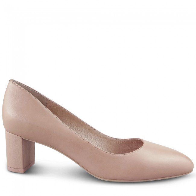 Wittner Monte Nude Leather Round Toe Block Heel