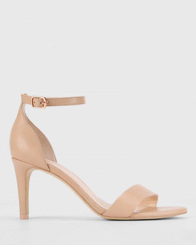 Wittner Imina Nude Leather Ankle Strap Stiletto Heel Sandal