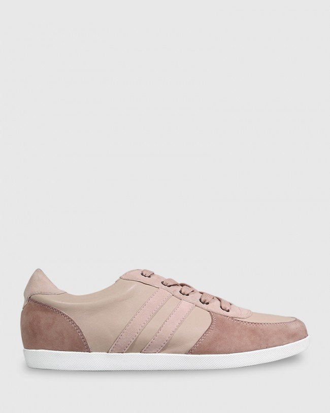 Wittner Dannetta Mauve Suede & Pink Leather Lace Up Sneaker